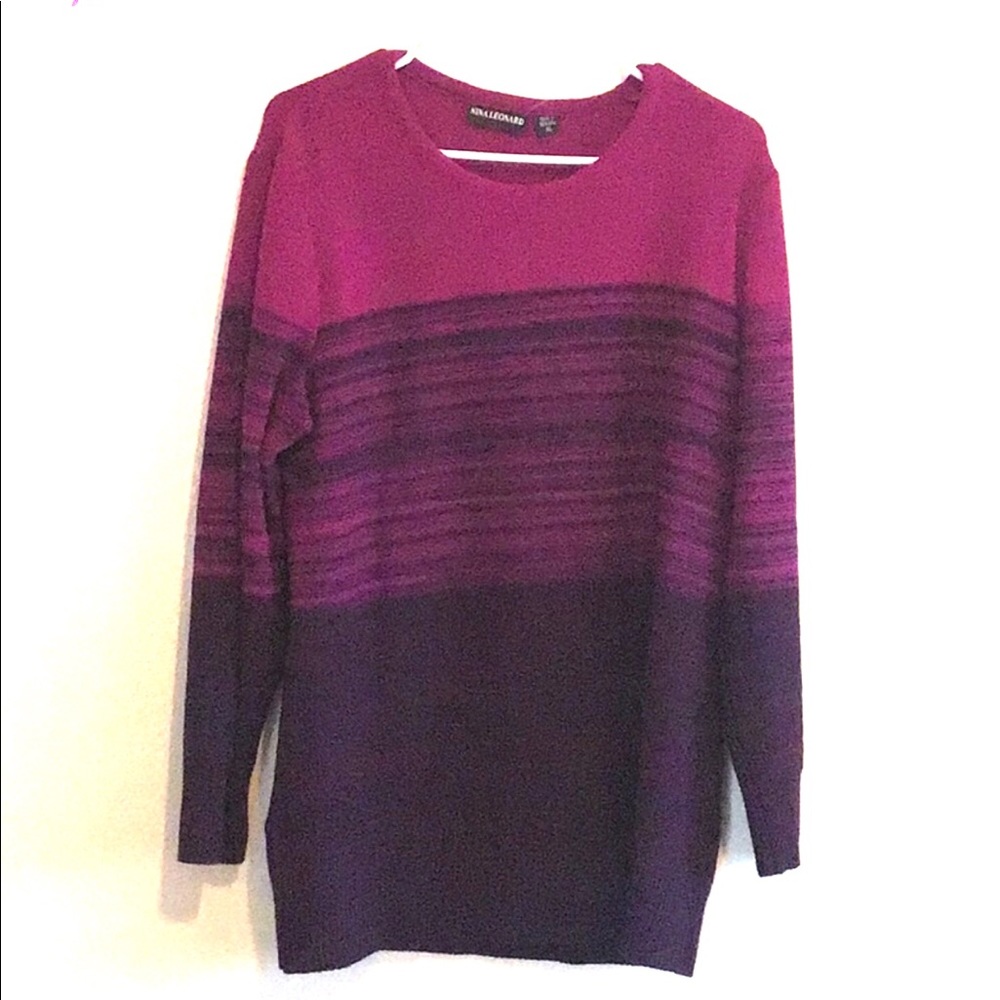 Magenta and black pullover sweater